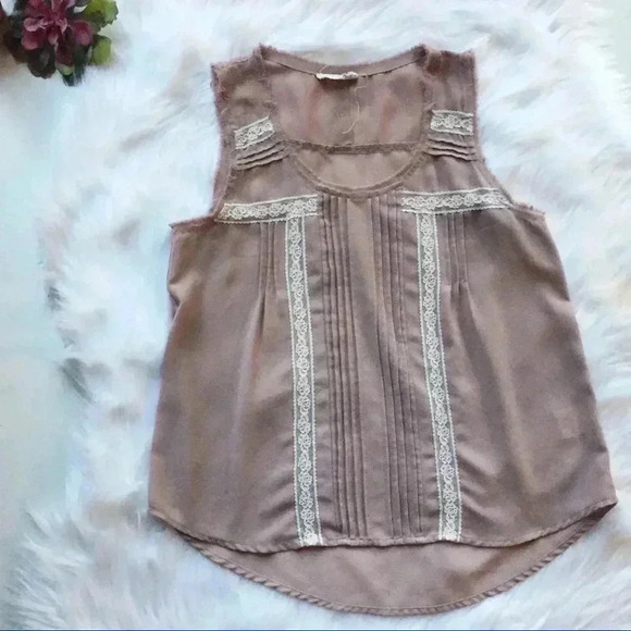 Lush Tops - Lush Blush Tank Top with Lace Detail
